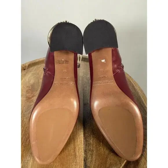 L’Autre Chose Burgundy Leather Ankle Boot Block Heel US 5 Made in Italy NWB - Picture 4 of 12